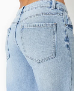 Jean Wide Taille Basse - Bleu