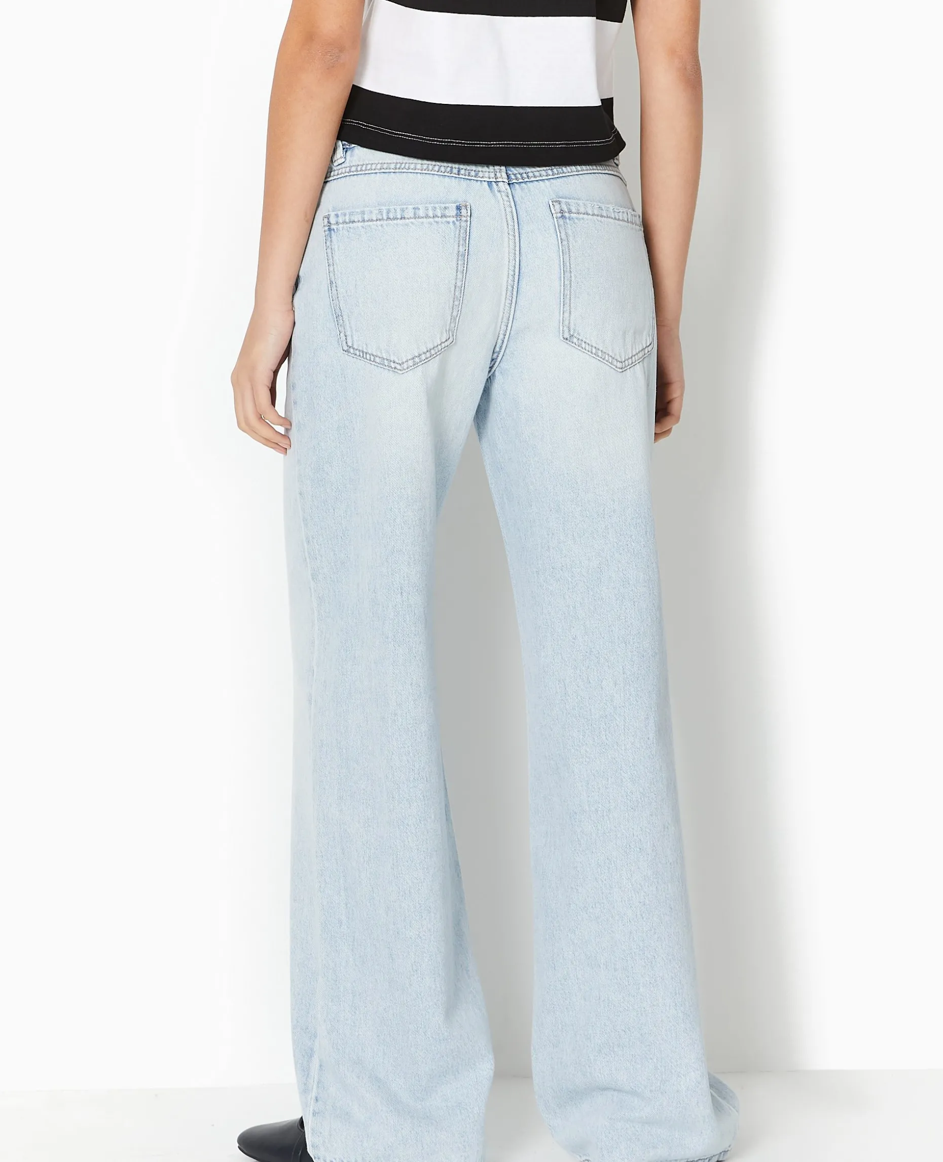 Jean Wide Taille Basse - Bleu Clair
