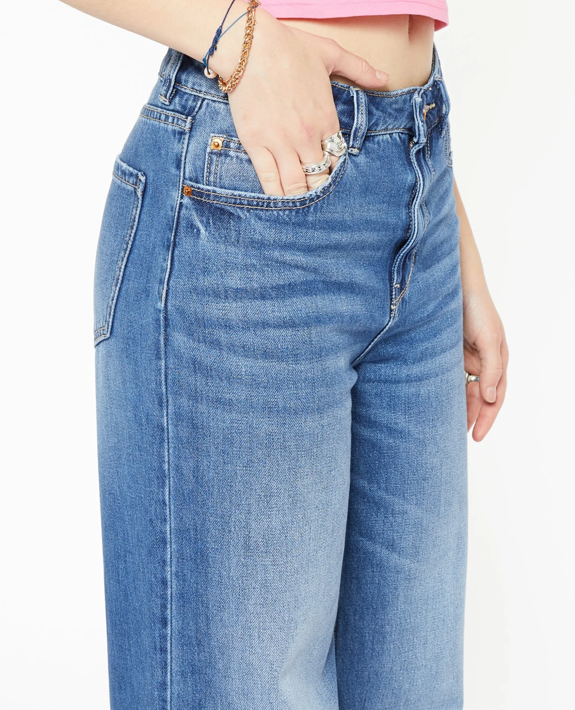 Jean Wide Taille Haute - Bleu