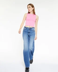 Jean Wide Taille Haute - Bleu