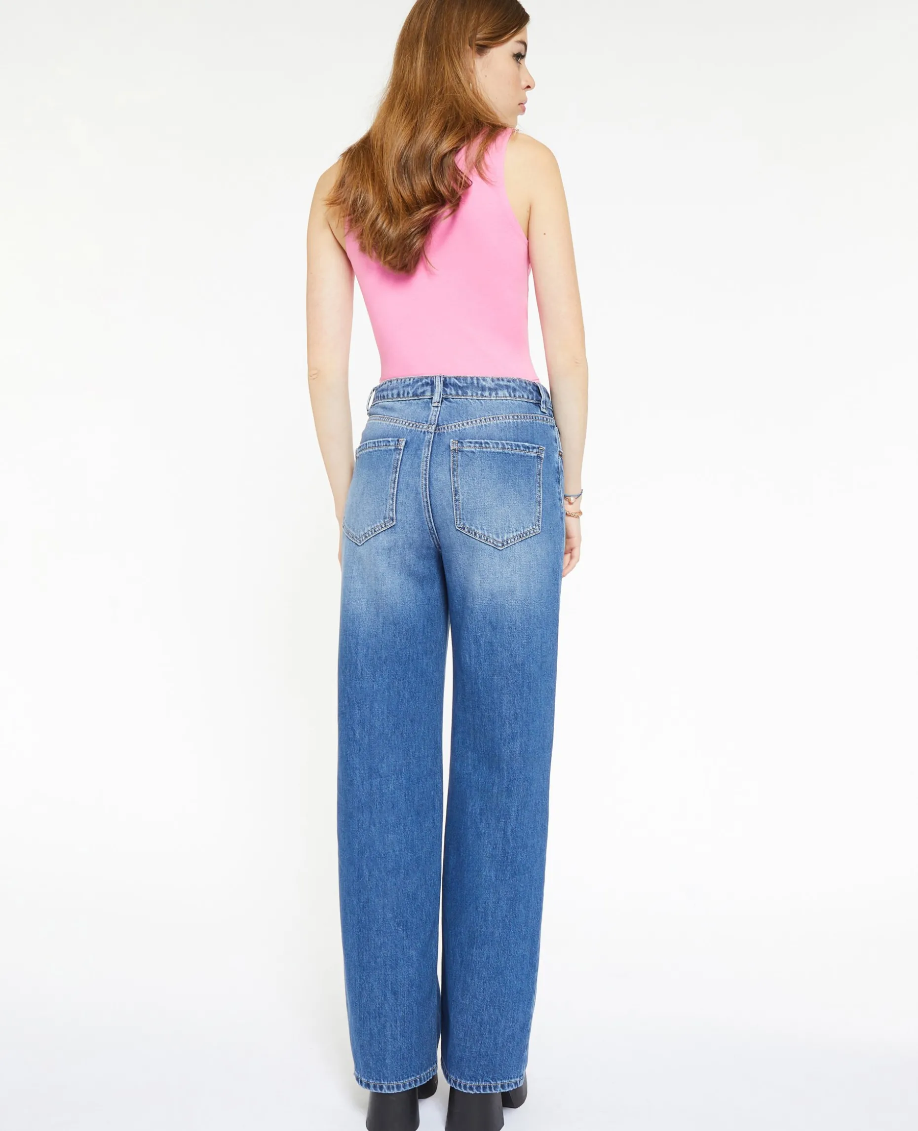 Jean Wide Taille Haute - Bleu