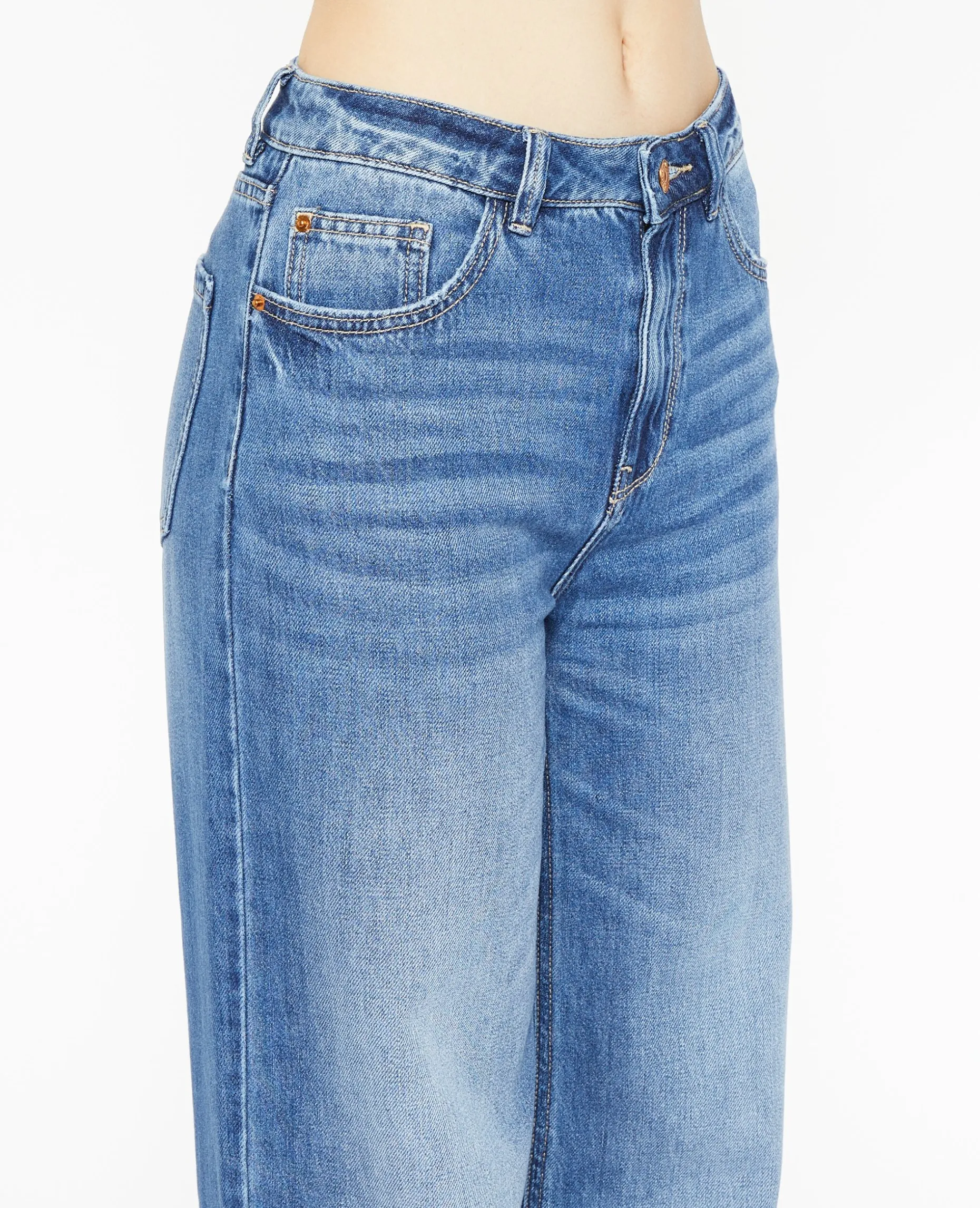 Jean Wide Taille Haute - Bleu