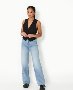 Jean Wide Taille Haute - Bleu