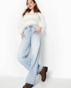 Jean Wide Taille Haute - Bleu Clair