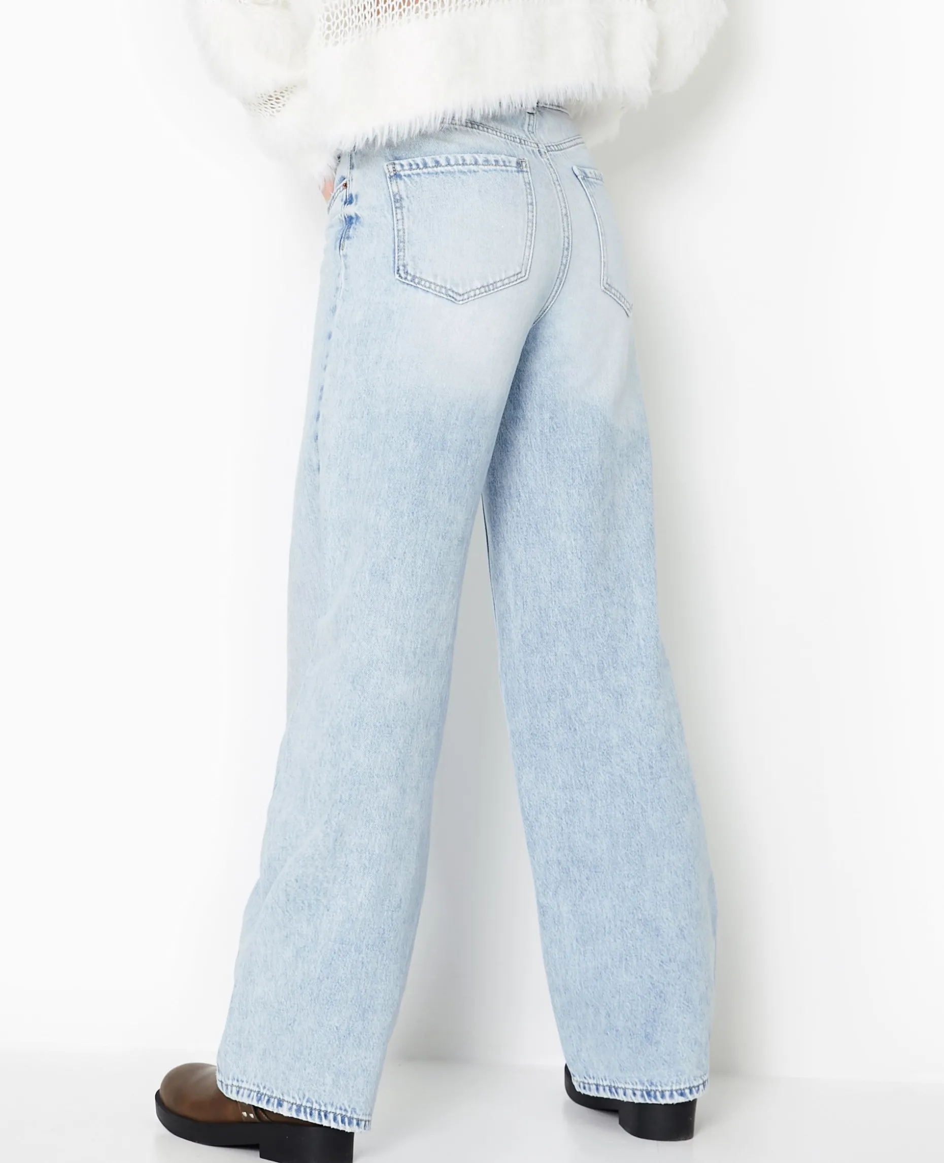 Jean Wide Taille Haute - Bleu Clair