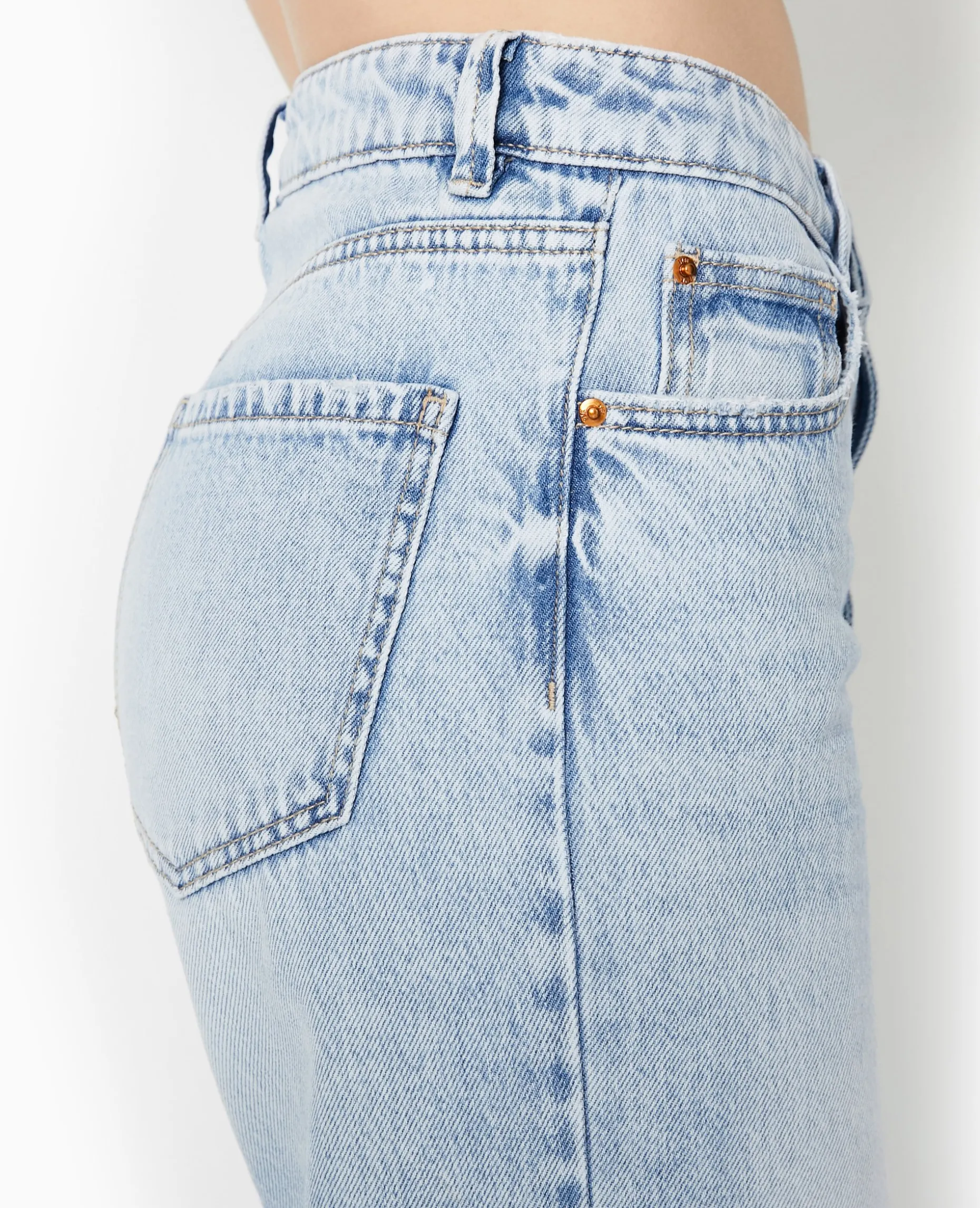 Jean Wide Taille Haute - Bleu Clair