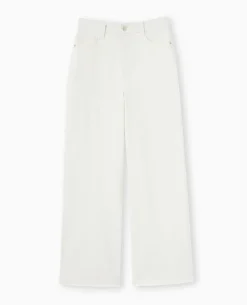 Jean Wide Taille Haute Bas Coupés - Blanc