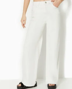 Jean Wide Taille Haute Bas Coupés - Blanc