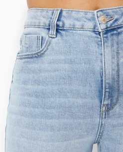 Jean Wide Taille Haute Bas Coupés - Bleu