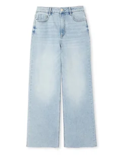 Jean Wide Taille Haute Bas Coupés - Bleu