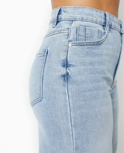 Jean Wide Taille Haute Bas Coupés - Bleu