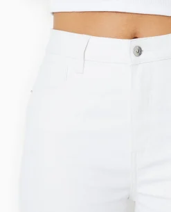 Jean Wide Taille Haute Bas Coupés - Blanc