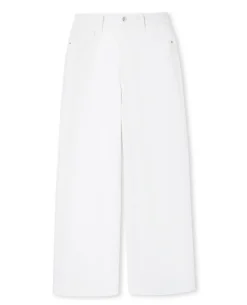 Jean Wide Taille Haute Bas Coupés - Blanc