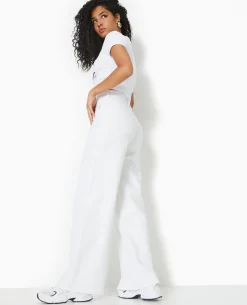 Jean Wide Taille Haute Bas Coupés - Blanc