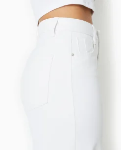 Jean Wide Taille Haute Bas Coupés - Blanc