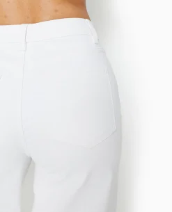 Jean Wide Taille Haute Bas Coupés - Blanc