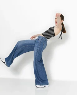 Jean Wide Ultra Large Taille Basse - Bleu
