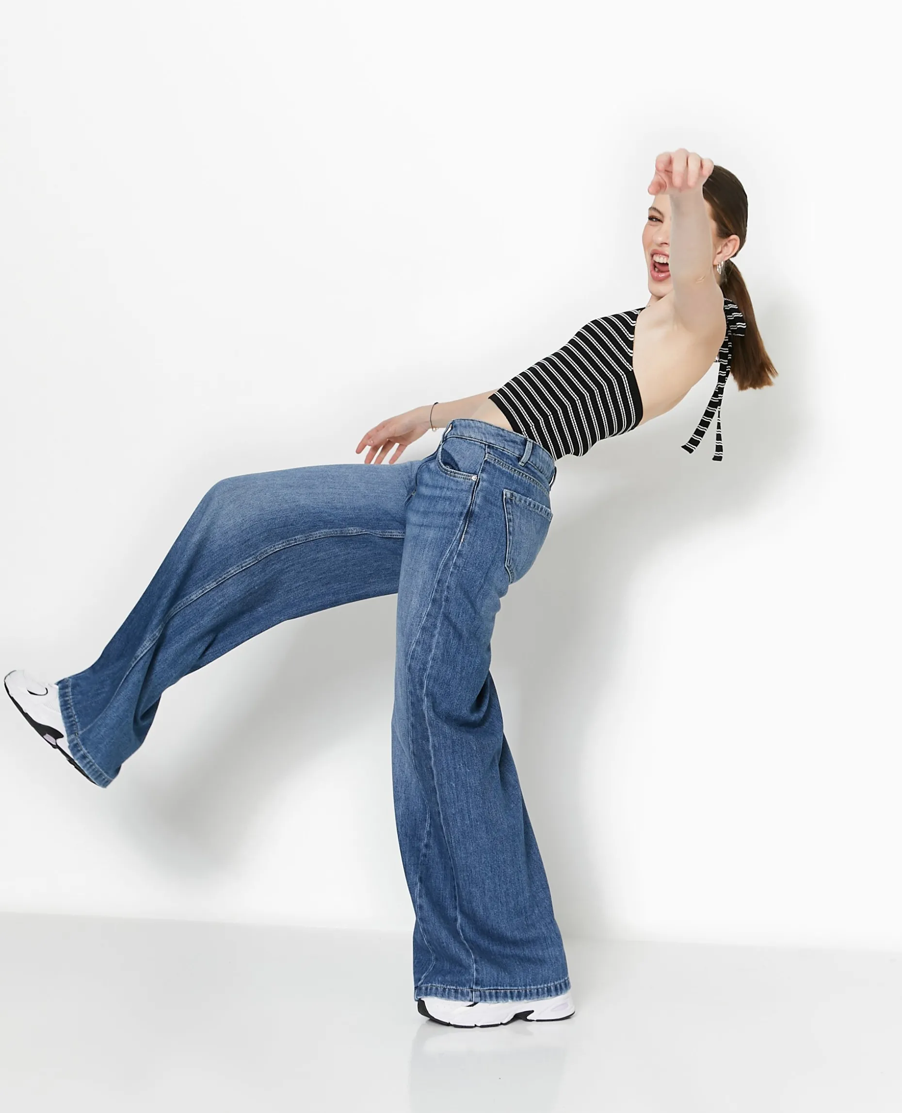 Jean Wide Ultra Large Taille Basse - Bleu