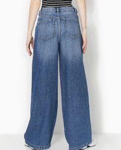 Jean Wide Ultra Large Taille Basse - Bleu