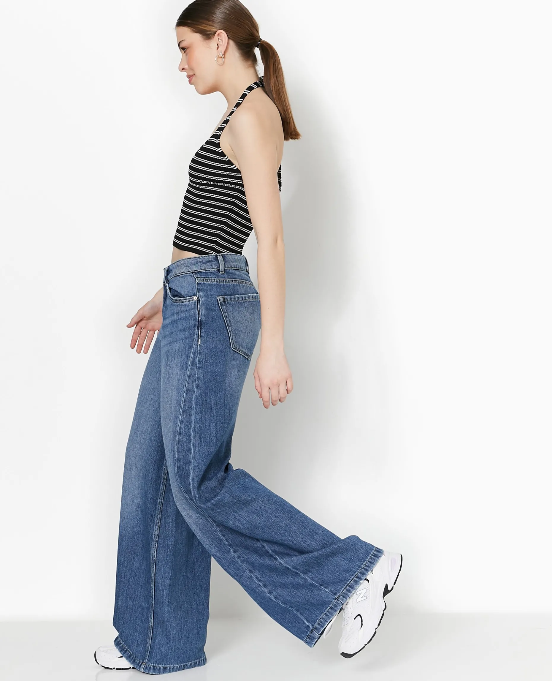 Jean Wide Ultra Large Taille Basse - Bleu