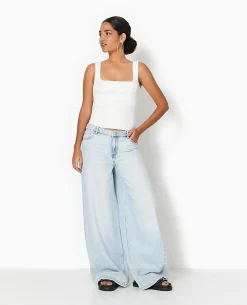 Jean Wide Ultra Large Taille Basse - Bleu Clair
