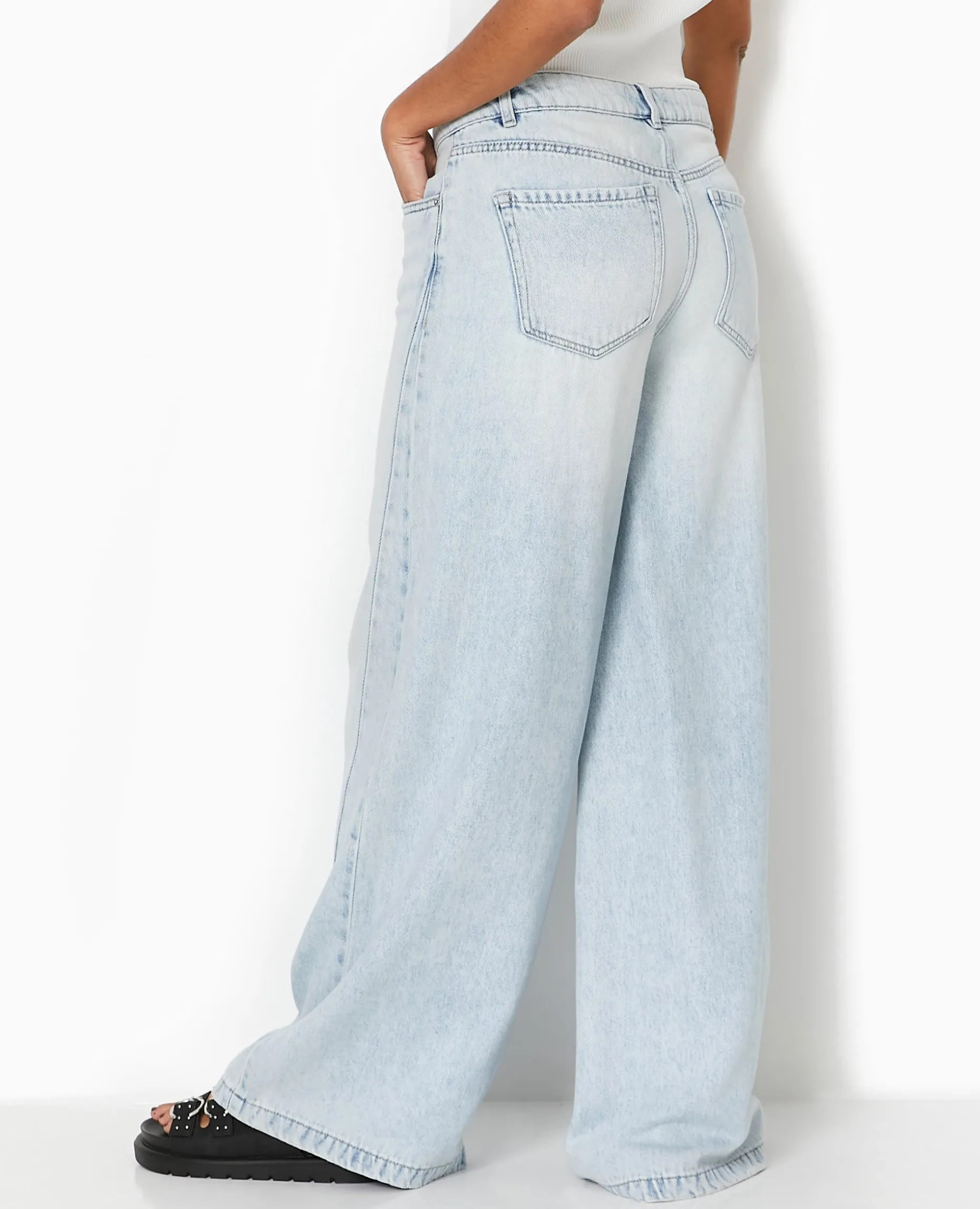 Jean Wide Ultra Large Taille Basse - Bleu Clair