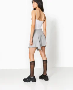 Jupe Courte Avec Pans Asymétriques - Gris Clair