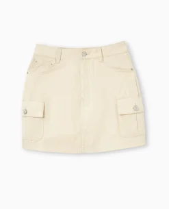 Jupe Courte Avec Poches Plaquées - Beige