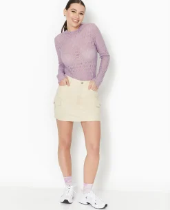 Jupe Courte Avec Poches Plaquées - Beige
