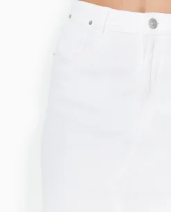 Jupe Courte En Jean Avec Bas Coupé - Blanc