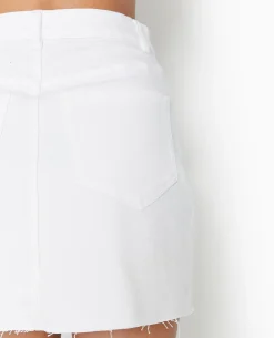Jupe Courte En Jean Avec Bas Coupé - Blanc