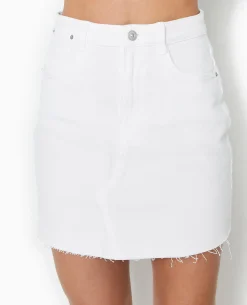 Jupe Courte En Jean Avec Bas Coupé - Blanc