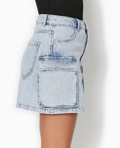 Jupe Courte En Jean Avec Poches Plaquées - Bleu Clair