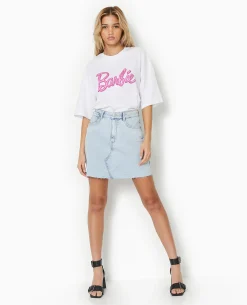 Jupe Courte En Jean Stretch - Bleu Clair