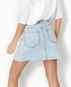 Jupe Courte En Jean Stretch - Bleu Clair