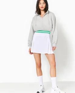 Jupe Courte En Maille Piquée Esprit Tennis - Blanc