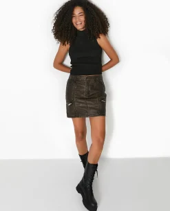 Jupe Courte En Simili - Marron