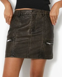 Jupe Courte En Simili - Marron