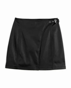 Jupe Courte Portefeuille En Simili - Noir