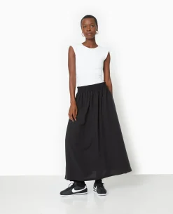Jupe Longue Avec Ceinture élastiquée - Noir