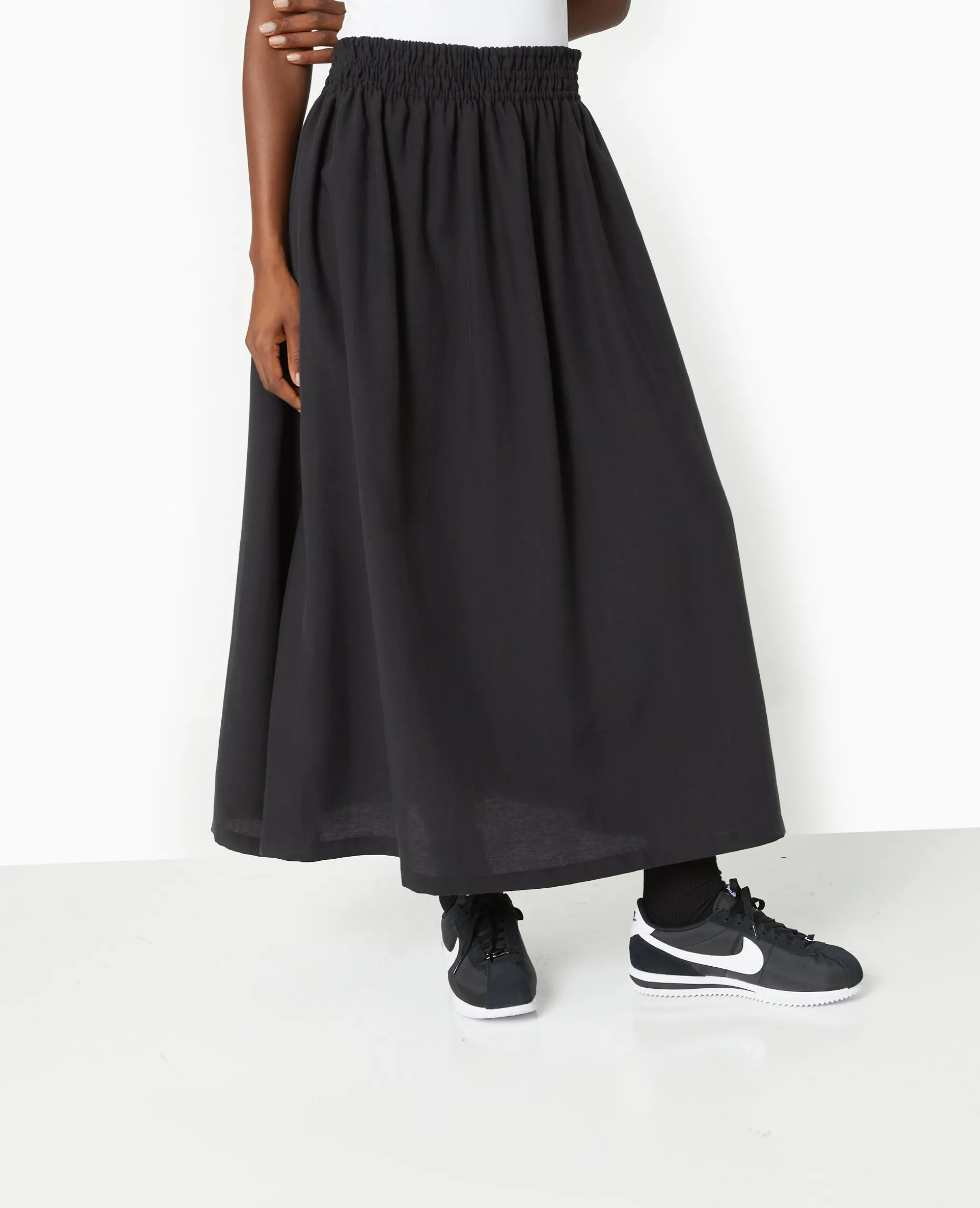 Jupe Longue Avec Ceinture élastiquée - Noir