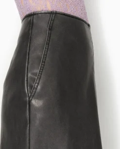 Jupe Longue En Faux Cuir Used - Gris Foncé