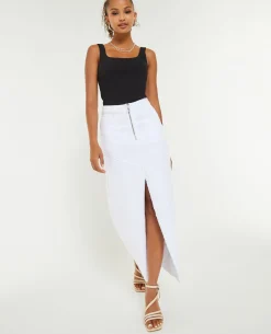 Jupe Longue En Jean - Blanc