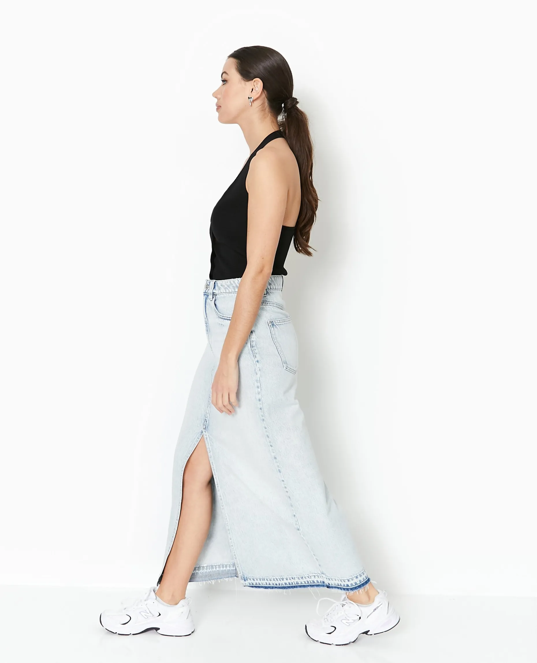 Jupe Longue En Jean - Bleu Clair