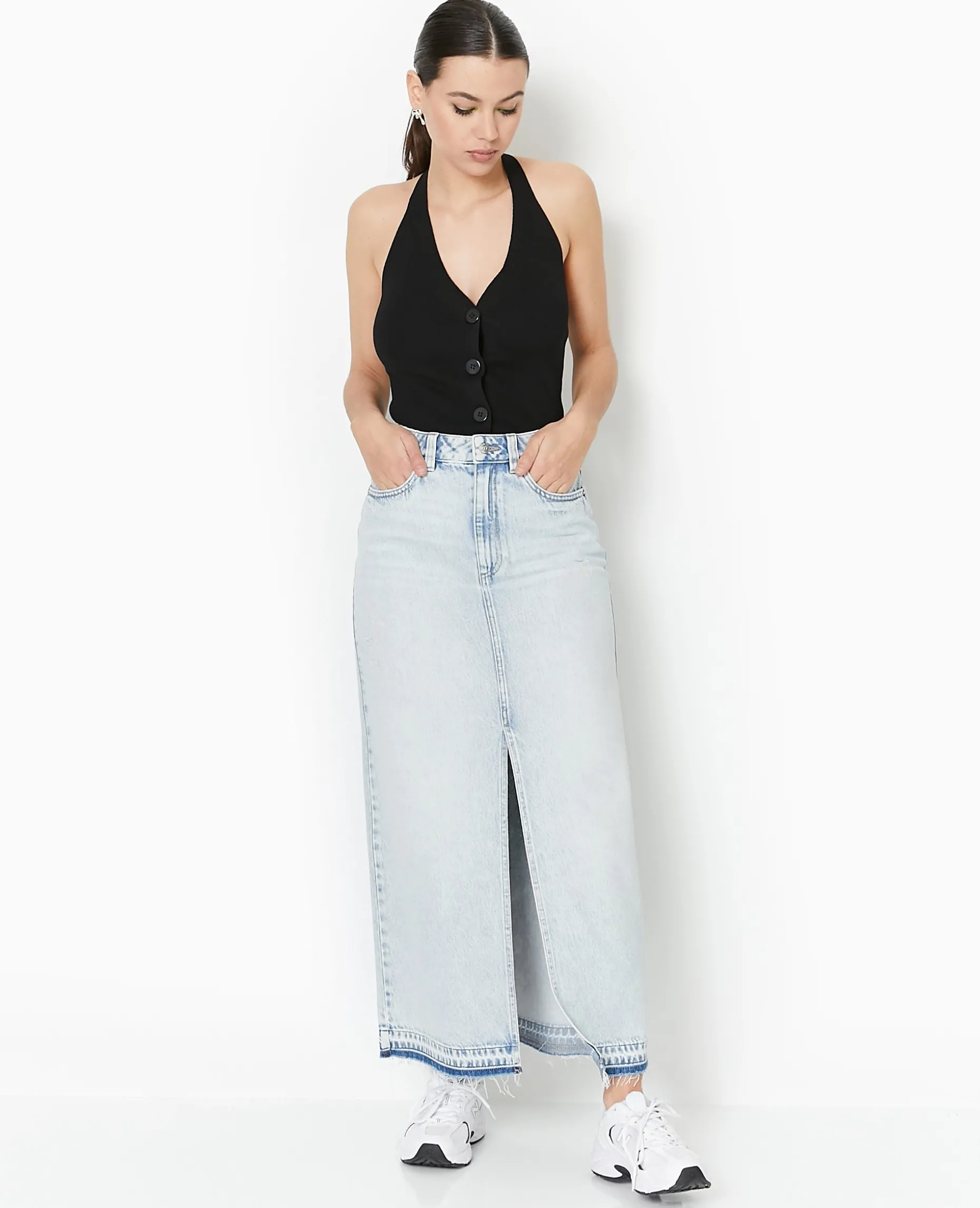 Jupe Longue En Jean - Bleu Clair