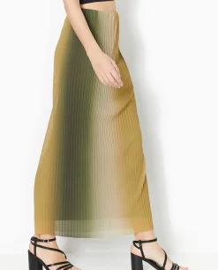 Jupe Longue En Tulle Plissé - Vert Clair
