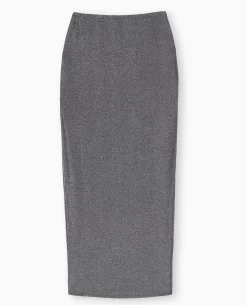 Jupe Longue Et Droite Avec Lurex - Noir