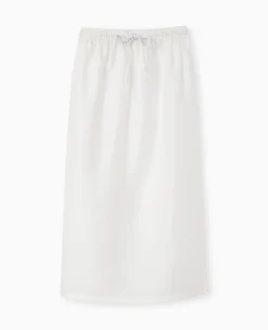 Jupe Longue Et Droite Avec Fente - Blanc