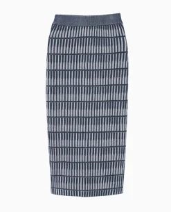 Jupe Longue Tube En Maille Fantaisie - Bleu