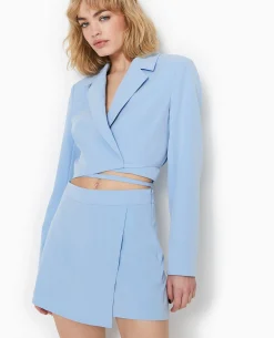 Jupe-short Avec Pan Asymétrique - Bleu Clair